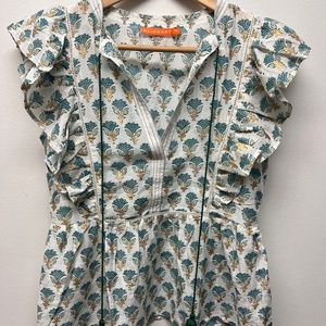 Oliphant Flirty Tie Top- Lotus Blue, size XS